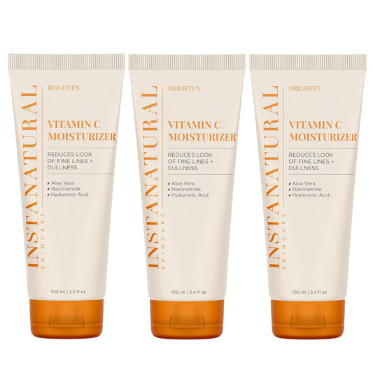 InstaNatural Vitamin C Moisturizer Face Cream, Reduces the Look of Fine Lines and Wrinkles, Moisturizing Lotion for Dry Skin with Aloe Vera, Niacinamide, Hyaluronic Acid - 3.4 Fl ounce (Pack of 3)