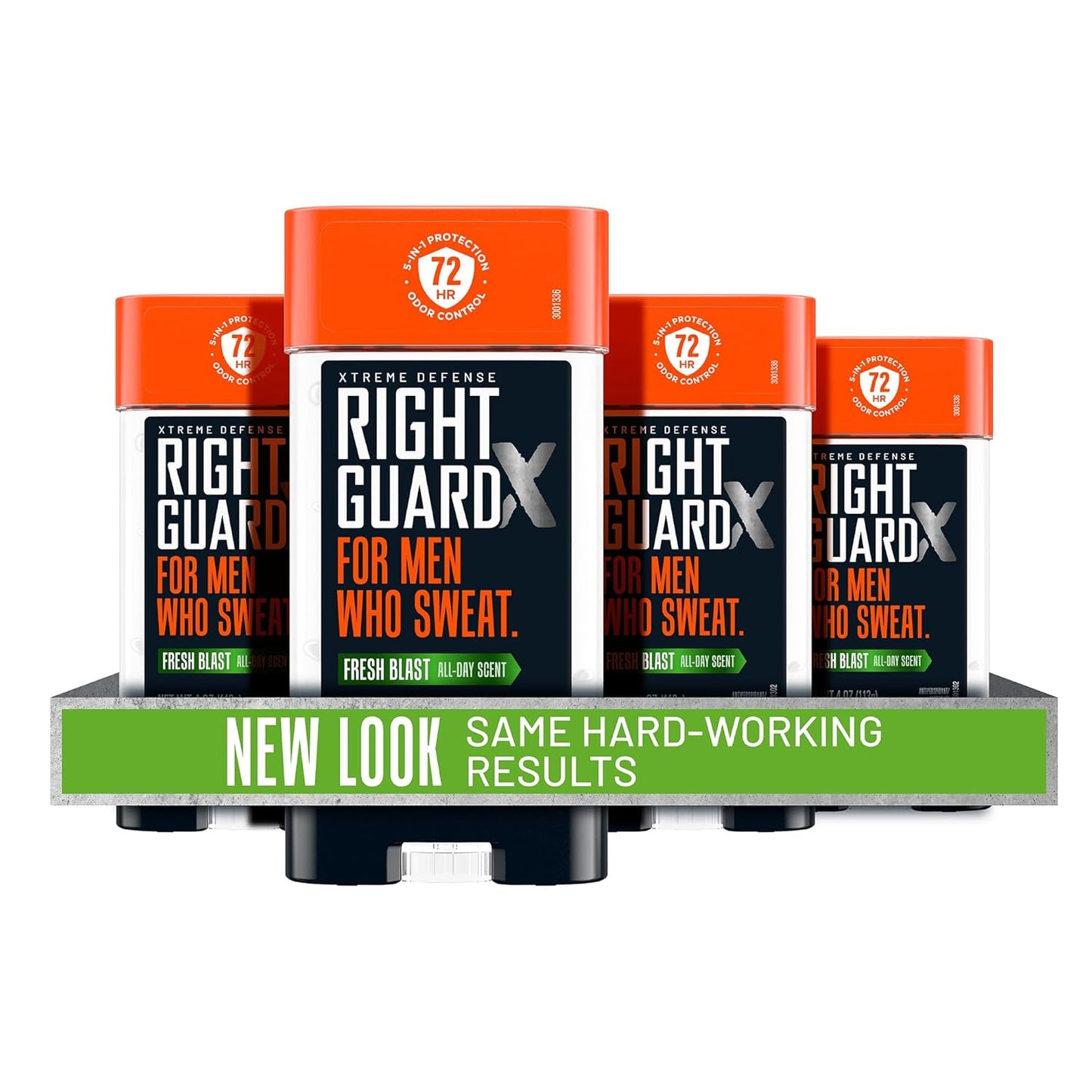 Right Guard Xtreme Defense Antiperspirant Deodorant Gel, Fresh Blast Scent - 5-in-1 Deodorant Men Can Trust, 72-Hour Odor Control, Invisible Gel for Men, 4 oz (4 Pack)