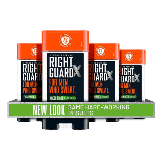 Right Guard Xtreme Defense Antiperspirant Deodorant Gel, Fresh Blast Scent - 5-in-1 Deodorant Men Can Trust, 72-Hour Odor Control, Invisible Gel for Men, 4 oz (4 Pack)