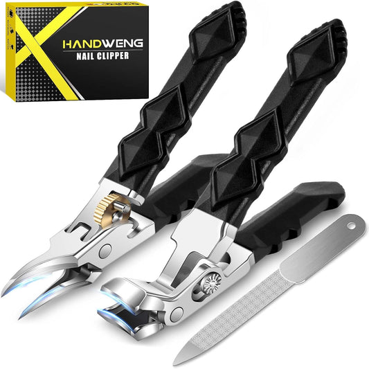 Toenail Clippers for Thick Toenails, Angled Head Large Toe Nail Clippers for Thick Nails for Men, Heavy Duty Slanted Nail Clippers with Wide Jaw, Ingrown Toenail Clippers with Long Handle