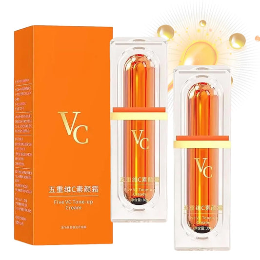Japanese Vitamin C Makeup Tone up Cream, Swarous Vitamin C Without Makeup Creams, 5 in 1 Vc Bb Cream, Moisturizing Brightening Concealer, For All Skin Type (2PCS)