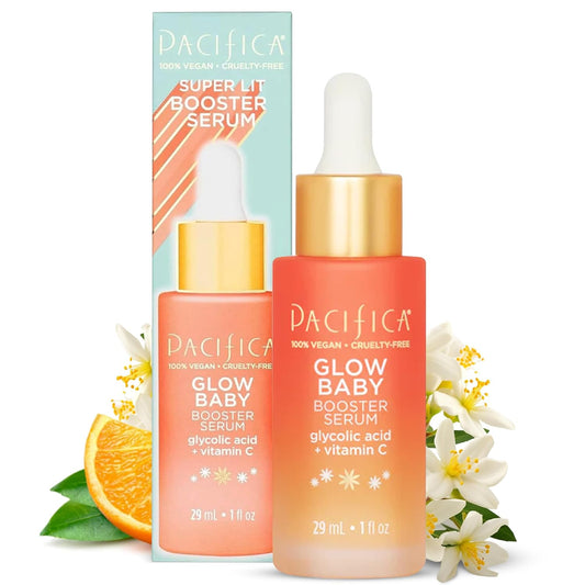 Pacifica Vitamin C Face Serum - Glow Baby Booster Facial Serum - Glycolic Acid Serum For Face - Dark Spot Corrector Anti Aging Brightening - Dermatologist Tested, Fragrance Free, Clean Skin Care Vegan