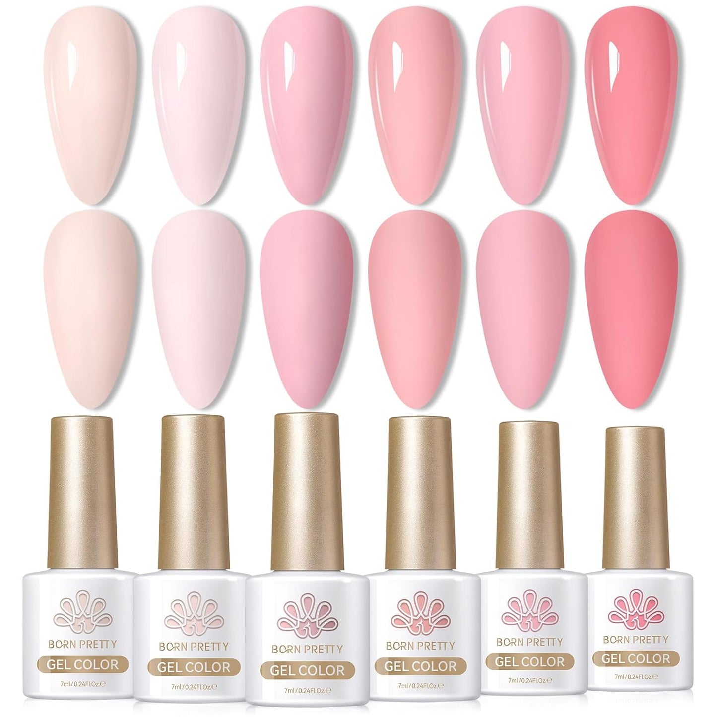 Born Pretty Nude Pink Gel Nail Polish Netural Gel Polish Spring Summer Valentine's Day Nail Art Manicure Collection 6PCS