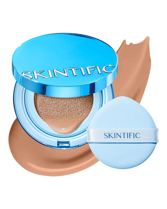 Velvet Matte Cushion Foundation Blue Ultra Cover Powder Foundation, 12h Oil-Control, Lightweight, Long-Lasting, Waterproof Korean Cushion Makeup (06 Honey)