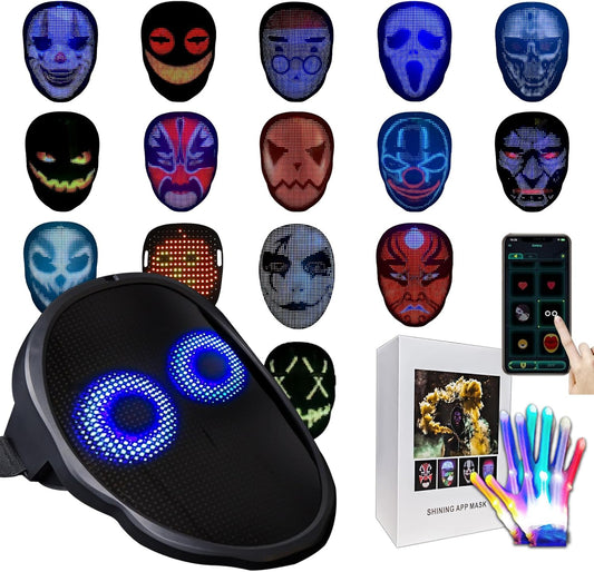 Led-Mask Gloves Halloween-Costumes For Kids Men Adult 2025, Light Up Gesture Cosplay Birthday Gifts For Boys 8+
