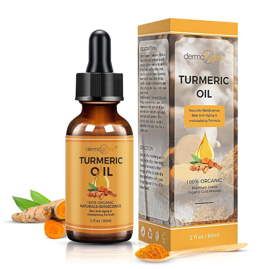Organic Turmeric Oil for Skin Lightening – Turmeric Face Oil for Dark Spots, Anti-Aging & Hydrating Dry Skin – Glow Moisturizer for Face, Neck & Eyes (2 FL OZ / 60 ML)