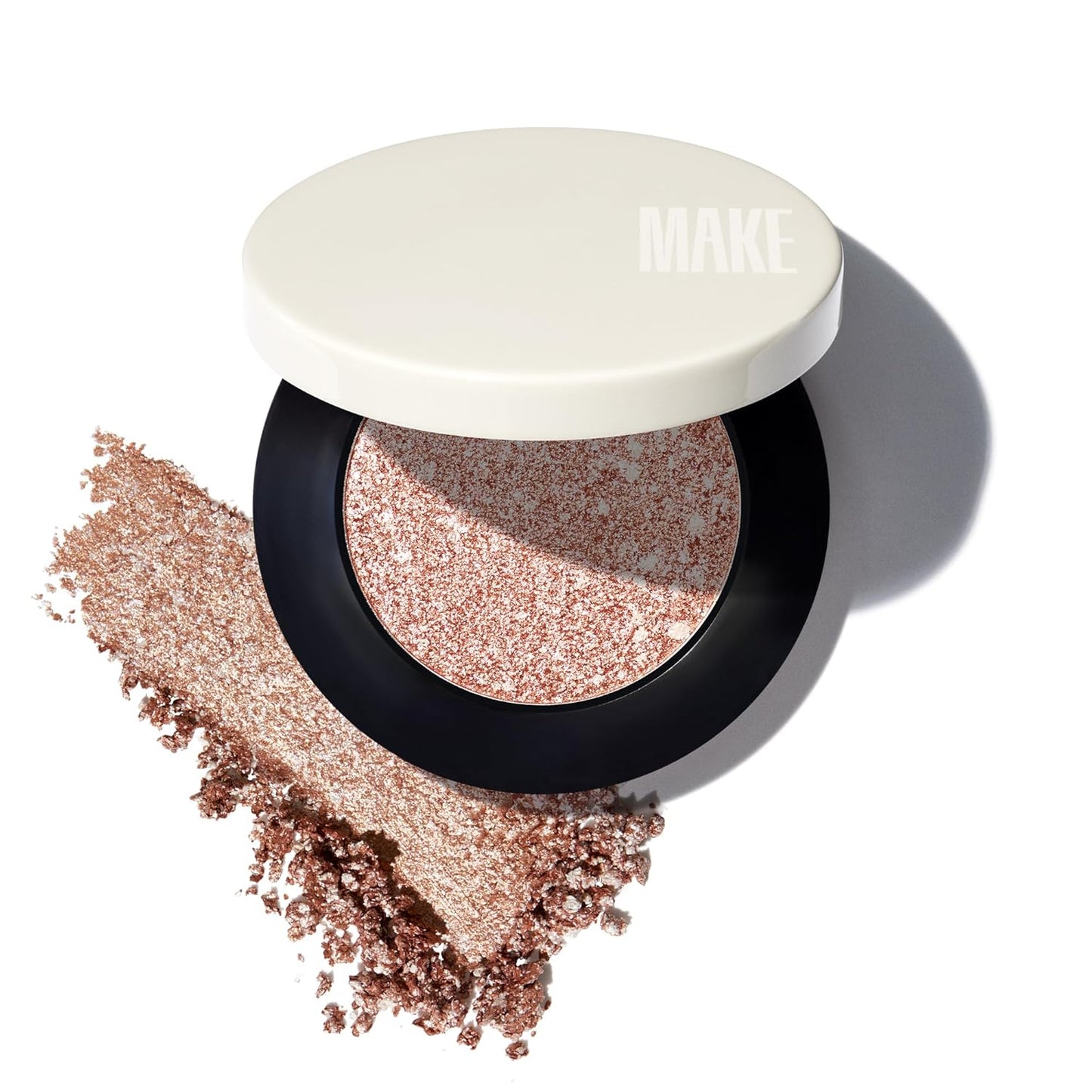 MAKE Beauty Multi-Chromatic Eye Shadow. Metal Reflecting Luminous Foil Finish Creamy, Buildable, Dimensional Long-wear, Crease-proof Powder Eyeshadow, Multichrome Shade - Glaze, Light Champagne