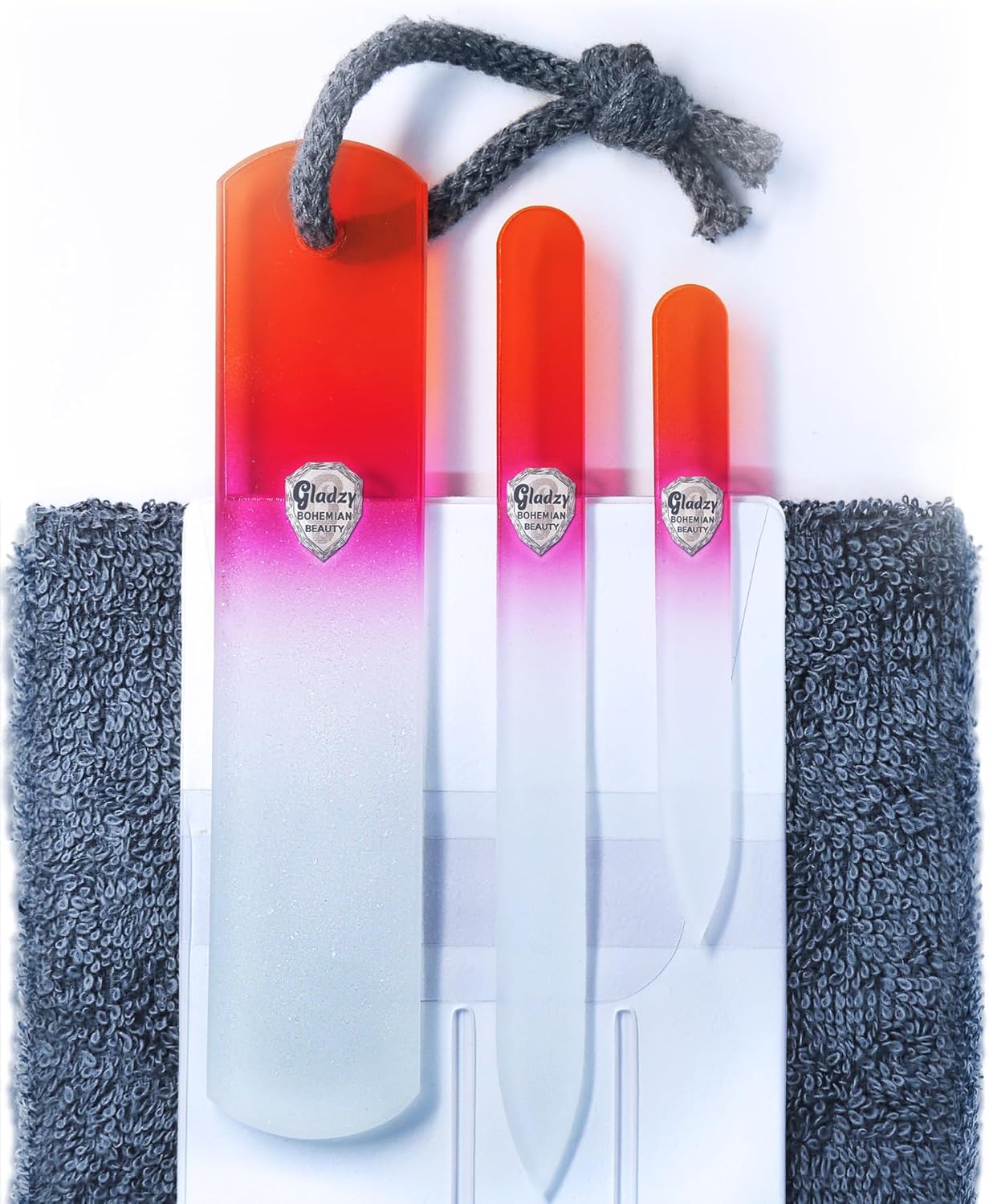 GLADZY Genuine Czech Glass Nail File Set - Callus Remover Foot Rasp, Double Sided Different Grit Surface, Professional Manicure and Pedicure Tools for Natural Nails, Nail Shaper, Ethically Made in EU