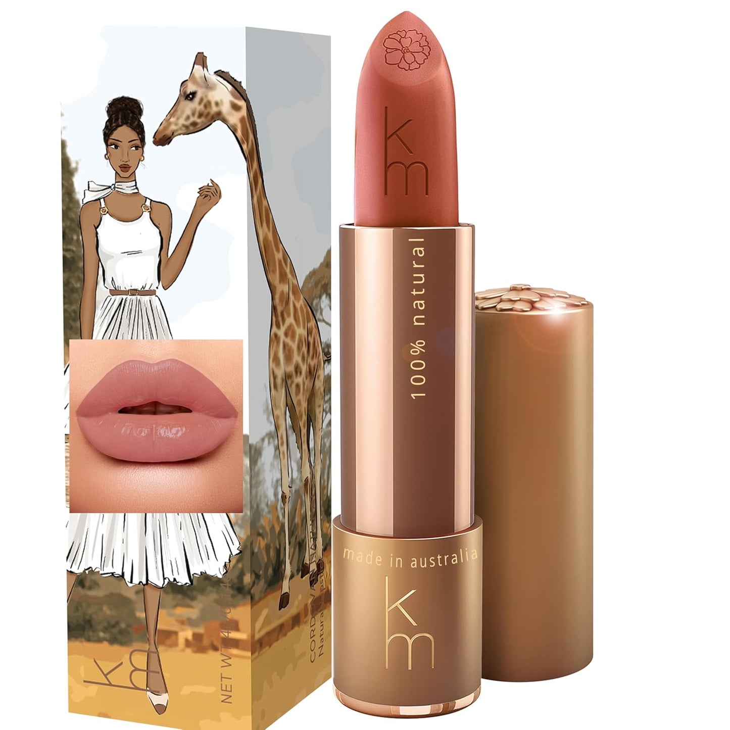 Karen Murrell - Natural Lip Stick 02 Cordovan - Nude Lipstick - Matte Finish, 100% Natural Ingredients, Moisturizes & Hydrates Lips - Paraben & Cruelty Free