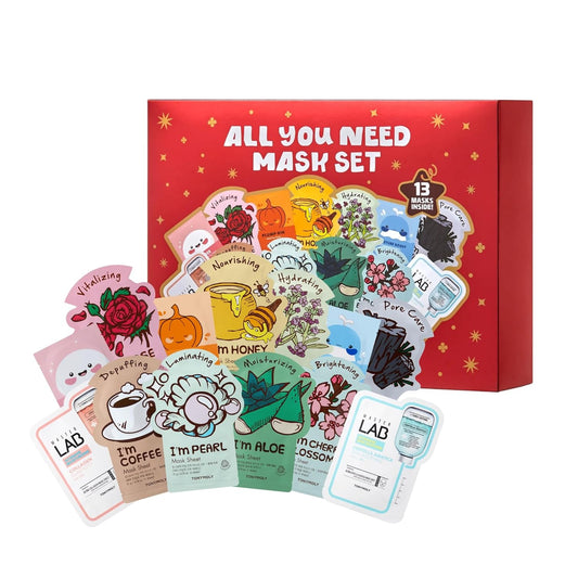 TONYMOLY All You Need Mask Set – 13-Piece Face Mask Set with 10 Hydrating Sheet Masks & 3 Eye Masks for All Skin Types, Skincare Variety Pack, Paraben-Free, Travel Size