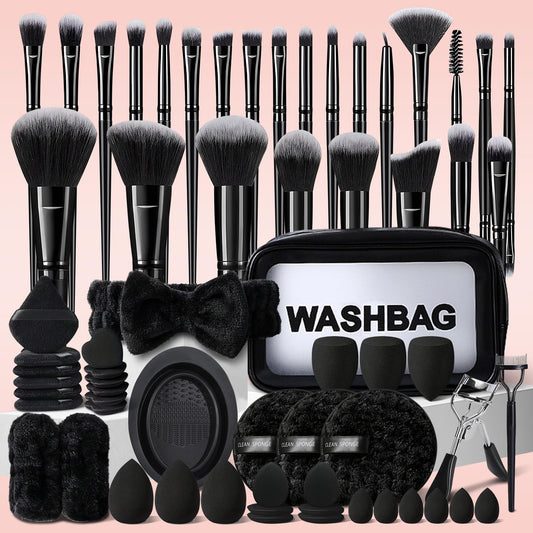 65Pcs Black Makeup Brushes Set Professional Makeup Kit Multi-functional Makeup Tool Set with Case Facial Makeup Accessories, Foundation Makeup Brush Kit Eye and Face Make up Brushes & Tools