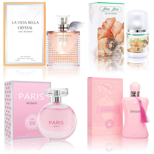 META-BOSEM Perfume for Women Set (100ml x 4PCS Variety Pack), Delilah, ParisW, LVBella, AnaAna, Long Lasting Perfume for Women All Day Use