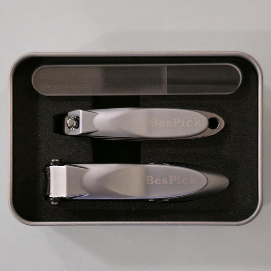 Large Sharp Heavy Duty biomimetic Stainless Steel Anti-Splash Self-Collecting Anti Splash Nail Clippers Set with Catcher, Baby Nail Clipper and Nano Glass Nail File (Silver, 3 Pieces Set)