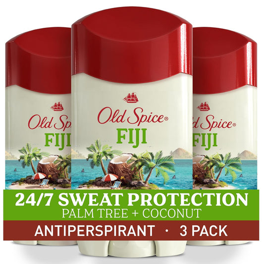 Old Spice Dry Feel Antiperspirant Deodorant for Men, 24/7 Freshness, 24/7 Sweat & Odor Protection, Gentle on Skin with Skin Conditioners, Fiji with Palm Tree + Coconut Scent, 2.6 oz (Pack of 3)