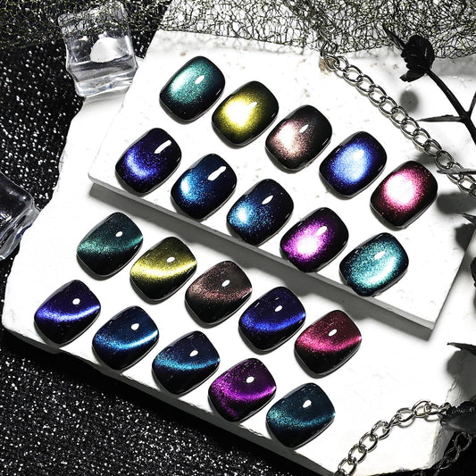 JODSONE Aqua Blue Cat Eye Gel Nail Polish Set 10 Colors with Base Coat and Top Coat Magnetic Stick DIY Nail Art at Home