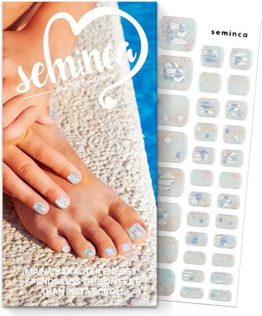 Semi Cured Gel Toe Nail Strips-Long-Lasting Waterproof Pedicure Decals for Women, at-Home Salon Nails for Natural Nails Works with Any UV/LED Lamps(Laser Focus.Pedicure)