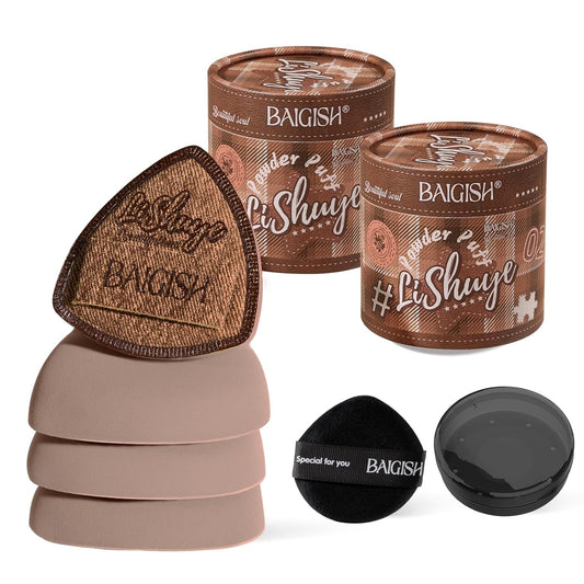 Makeup Sponge Set For Foundation Concealer, Triangle Powder Puff Soft Sponges Blender, Latex Free Blender Sponge For Liquid, Cream, and Powder Seamless & Flawless Makeup (Maillard 4 Set)