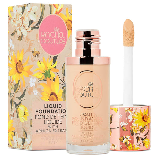 Rachel Couture Lightweight Liquid Foundation with Buildable Coverage & Matte Finish | Vegan & Cruelty-Free | Skin-Nourishing Arnica Extract Infusion - 1.18 Fl Oz - Porcelain