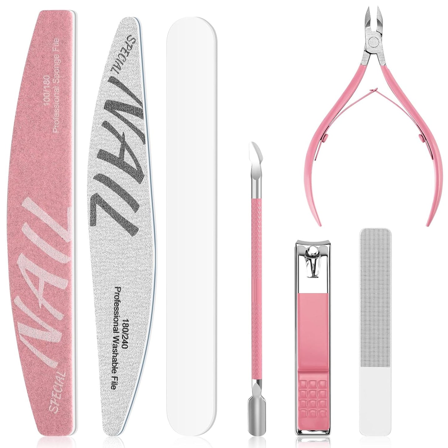 Manicure Kit for Women Travel Nail Care Kit with Nail Clippers Cuticle Trimmer Cuticle Pusher Glass Nail Files and Buffers Nail Kit Pedicure Manicure Tools Pink Cuticle Care Kit with Case