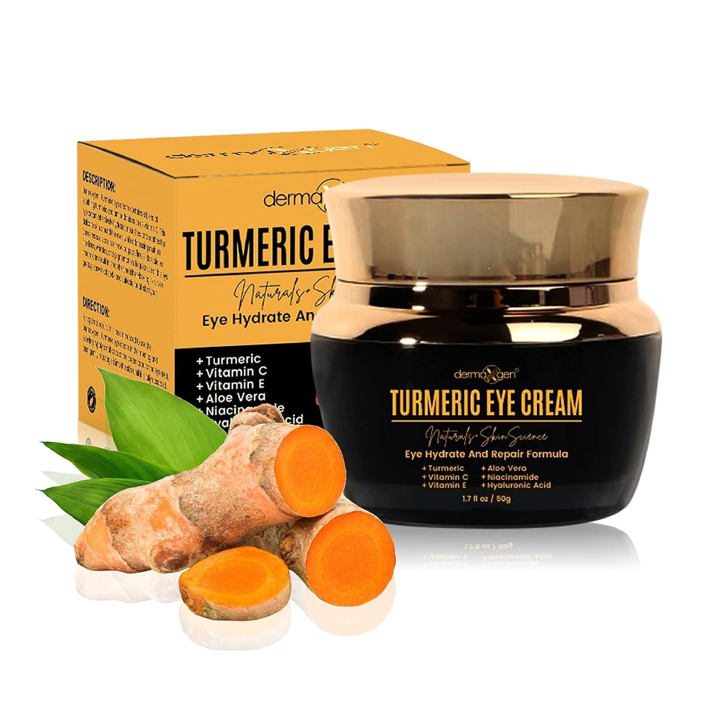 Vitamin C + Turmeric Eye Cream for Dark Circles & Puffiness - Hydrating & Moisturizing Under Eye Cream for Fine Lines & Bags - Reduce Dark Spots and Wrinkles for a Fresh Look - 1.7 FL OZ