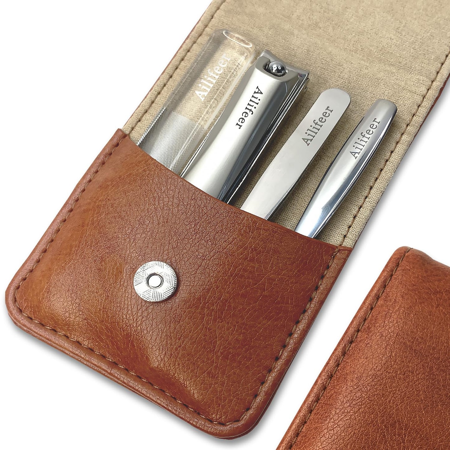 Manicure Set, 4-in-1 Stainless Steel Professional Nail Clippers and Nail Cutters Kit, Includes Nail Filer,Cuticle Trimmer,with Portable Travel Case,Gifts For Women Men,Pedicure Tools For Feet