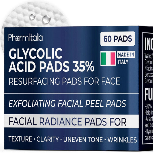 Glycolic Acid Pads - Resurfacing Pads for Face 35% - Exfoliating Peel Pad for Body and Dark Spots - Fine Lines and Wrinkles - 60 Count