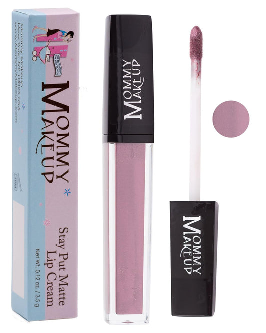 Mommy Makeup Stay Put Matte Lip Cream - Kiss-proof, Transfer-proof, Waterproof, Long Lasting Lipstick - Non-Drying Formula Infused with Vitamin E (Raquel)