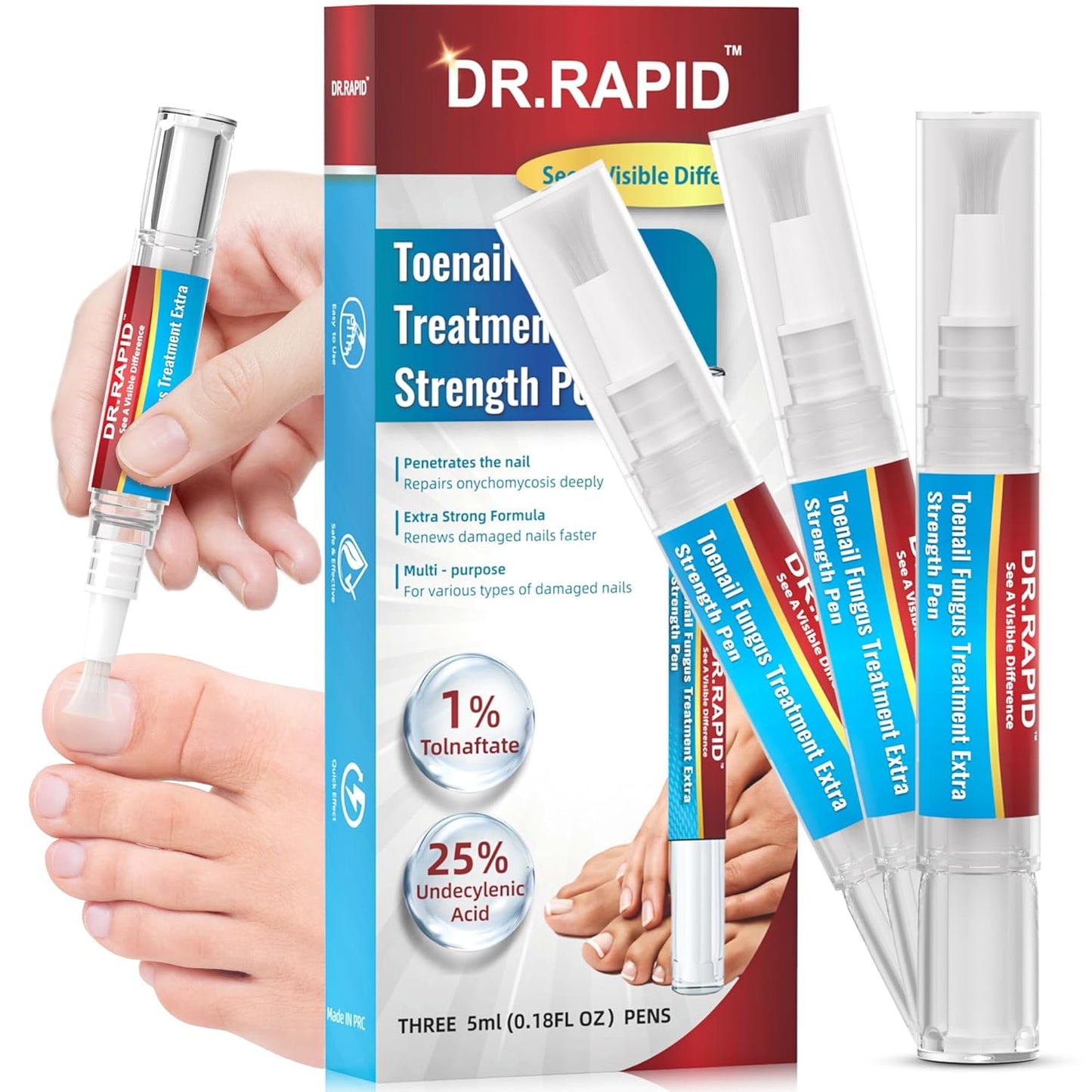 Toenail Fungi Treatment Extra Strength - Fungi Nail Pen Antifungal Repair for Damaged Nails, Fast-Acting Solution for Toe & Fingernail Fungi, Ideal for Nail Health Concerns Athletes 5ml/0.18FLOZ 3Pcs