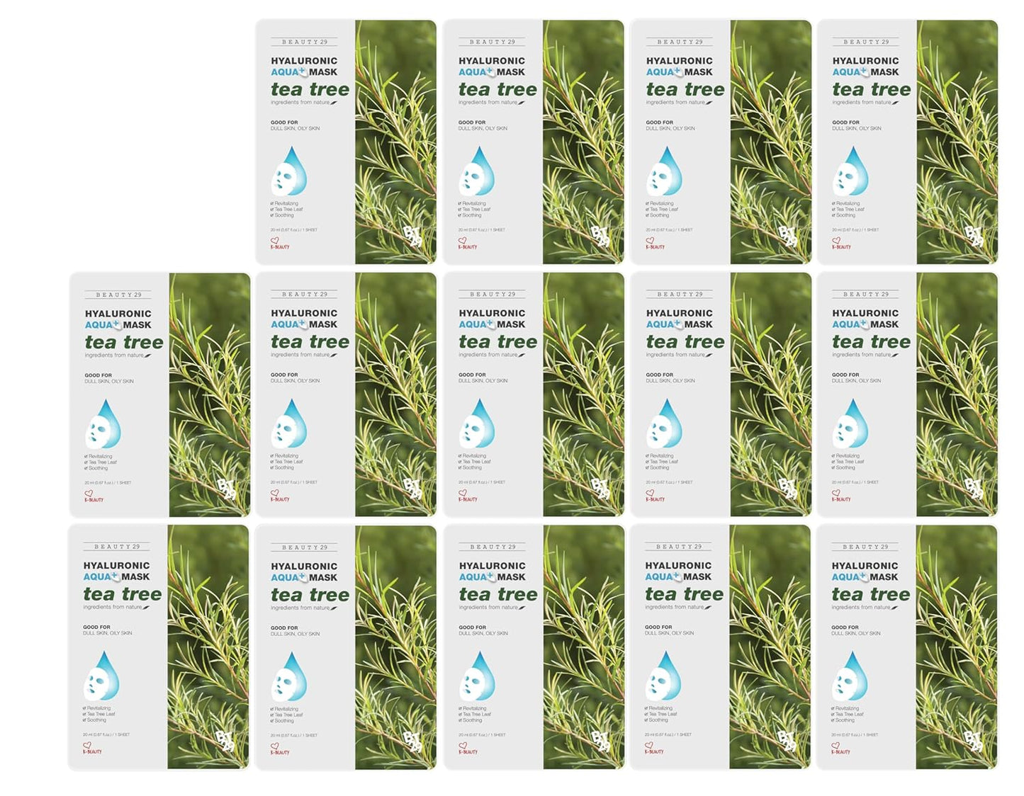 Hyaluronic Aqua Plus Essence Full Face Facial Sheet Mask 14 Sheets - 2 WEEKS SET (TEA TREE - 14 pack)