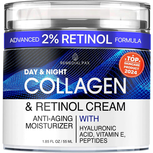 Collagen Face Cream with Retinol & Hyaluronic Acid – Anti Aging Moisturizer for Women & Men, Firming Day & Night Cream for Wrinkles, Hydrating Facial Lotion for All Skin Types