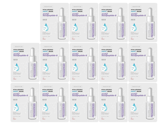 Hyaluronic Aqua Plus Essence Full Face Facial Sheet Mask 14 Sheets - 2 WEEKS SET (ACETYL HEXAPEPTIDE - 14 pack)