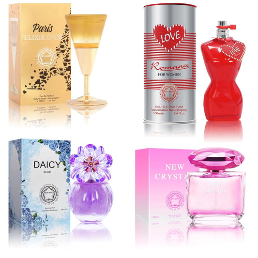 META-BOSEM Perfume for Women Set (100ml x 4PCS Variety Pack), NewCrys, LoveRoma, DaicyB, PariselixiR, Long Lasting Perfume for Women All Day Use