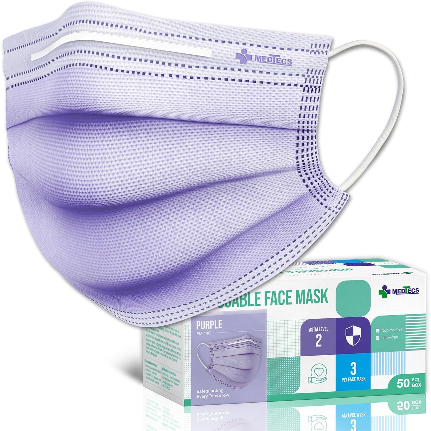 Medtecs Face Mask Disposable – Available in 50 & 2,000 pcs – ASTM Level 1, 3-Ply Breathable, Soft Fit – Adult Size – Ideal for Commuting & Daily Wear