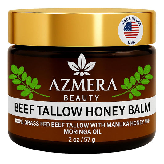 100% Grass-Fed Beef Tallow Balm For Skin Manuka Honey MGO 263+, Organic Beeswax & Olive Oil – Handmade All-Natural Skincare for Soft, Smooth Skin (2oz, Unscented + Moringa oil)