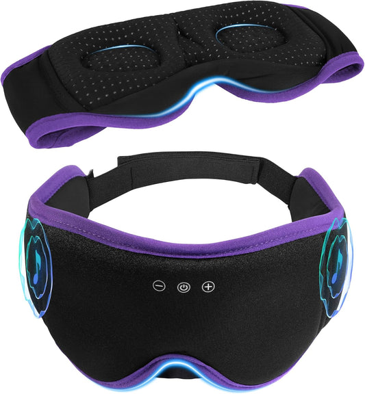 LC-dolida Sleep Mask with Headphones Bluetooth 5.4, 3D Sleeping Headphones for Side Sleepers Bluetooth Sleep Mask Blackout Bluetooth Eye Mask for Sleeping Travel Meditation Men Women