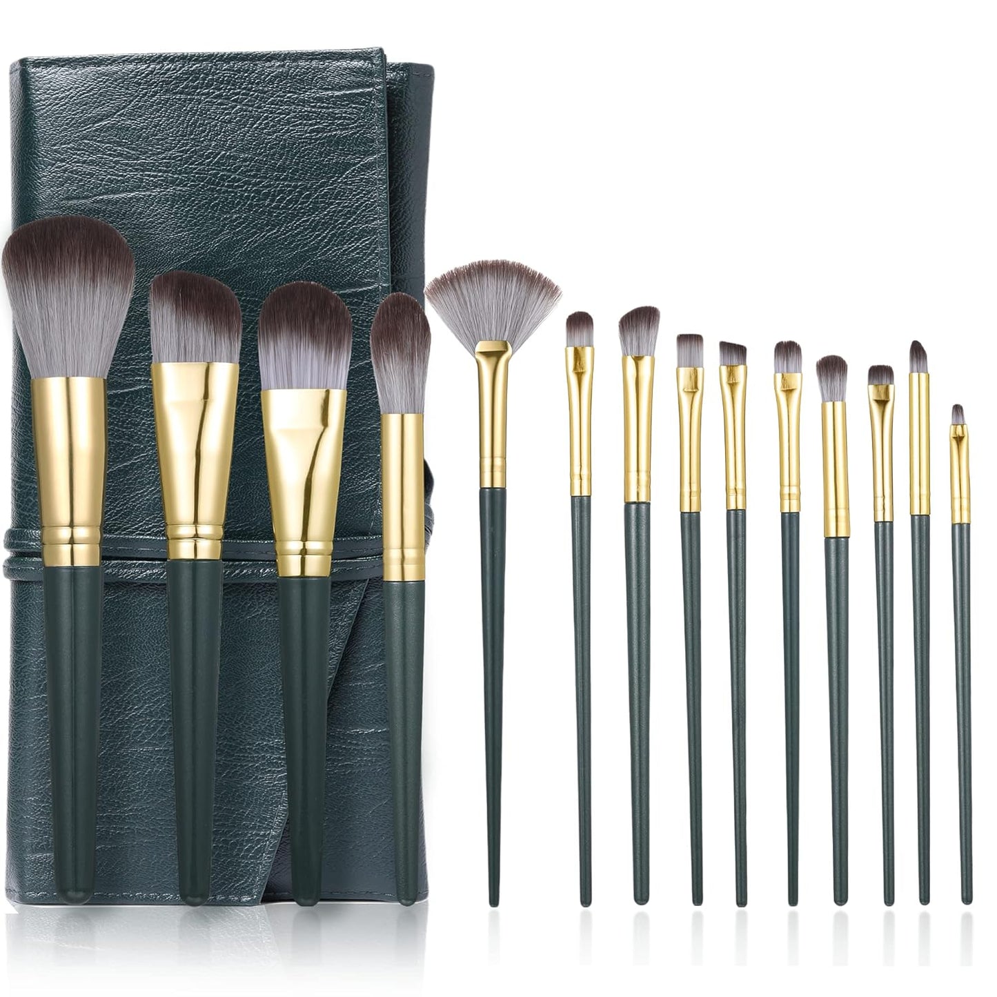 14 PCS Makeup Brushes Set Professional, Comfortable To Hold And Easy To Use. Eyeshadow, Blush, Powder, Foundation, Blending, Full Face Make up Brushes Set With Makeup Brushes Holder. Leather Packaging