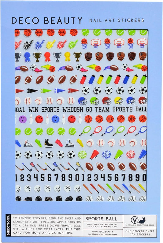 Deco Beauty Sports Ball Nail Stickers - Lightweight & Easy-to-Apply Nail Art with Trendy Designs - Durable & Long-Lasting Nail Stickers for Women, Ideal for DIY Manicures & Salon-Quality Nails