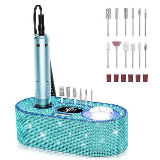 Electric Nail Drill Professional: Shiny 40000RPM Electric Nail File Kit E File Nail Drill Machine with LCD Display for Acrylic Gel, Manicure Pedicure Polishing Grinder for Salon Home, Diamond