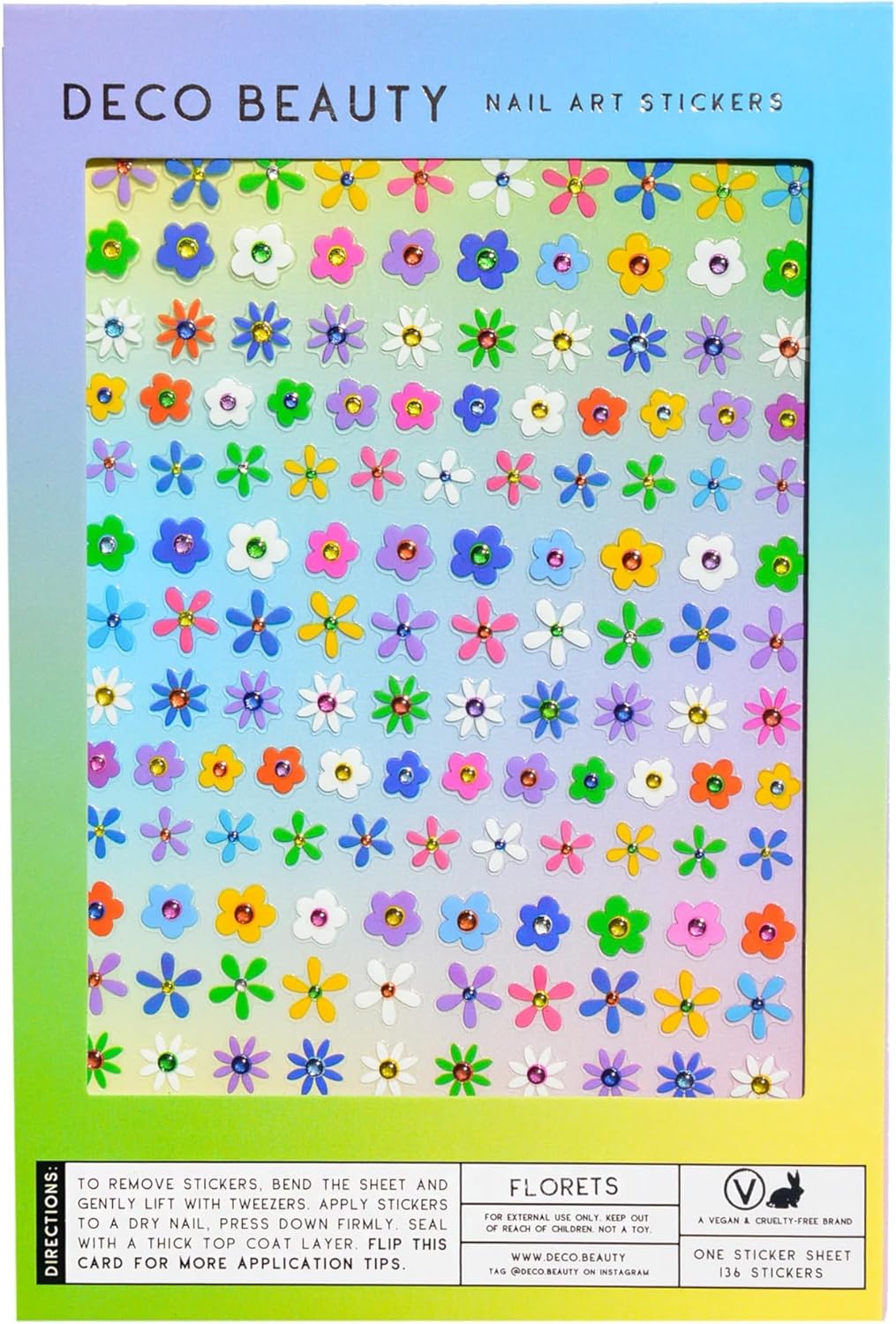 Deco Beauty Florets Nail Stickers - Lightweight & Easy-to-Apply Nail Art with Trendy Designs - Durable & Long-Lasting Nail Stickers for Women, Ideal for DIY Manicures & Salon-Quality Nails