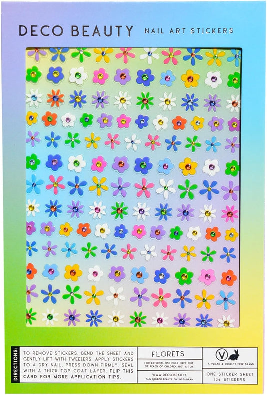 Deco Beauty Florets Nail Stickers - Lightweight & Easy-to-Apply Nail Art with Trendy Designs - Durable & Long-Lasting Nail Stickers for Women, Ideal for DIY Manicures & Salon-Quality Nails