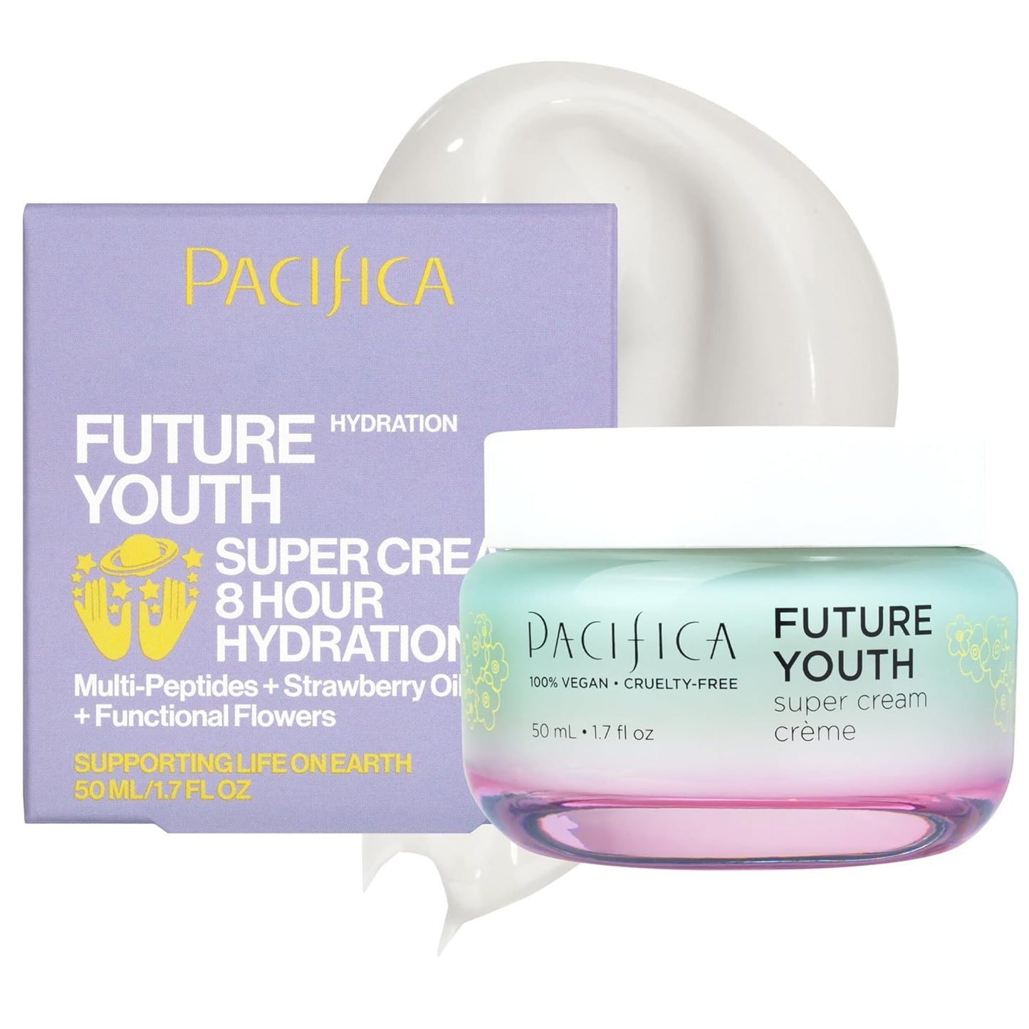 Pacifica Future Youth Super Cream – Daily Anti-Aging Moisturizer for All Skin Types, Lightweight Hydration with Advanced Peptides & Antioxidants, Improves Firmness & Elasticity, Vegan & Clean Beauty