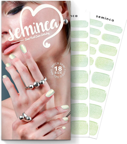 Semi Cured Gel Nail Strips-Salon Quality Semi-Cured Gel Press On Nails Stickers Quick DIY Nail Art Manicure Kits for Women at Home Works with Any UV/LED Lamps(Golden Aurora)