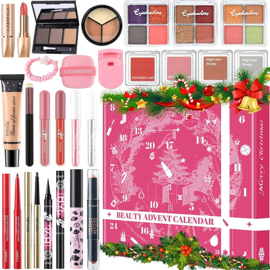 Makeup Advent Calendar 2025 for Women & Teen Girls, 24 Days Christmas Countdown Calendar Beauty Gift Set, 2025 Xmas Gift Surprise Box Calendar Full Makeup Kit