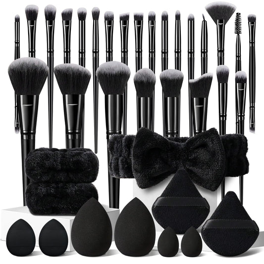36Pcs Black Makeup Brushes Set Professional Makeup Kit Multi-functional Makeup Tool Set with Facial Makeup Accessories, Foundation Makeup Brush Kit Eye and Face Make up Brushes & Tools