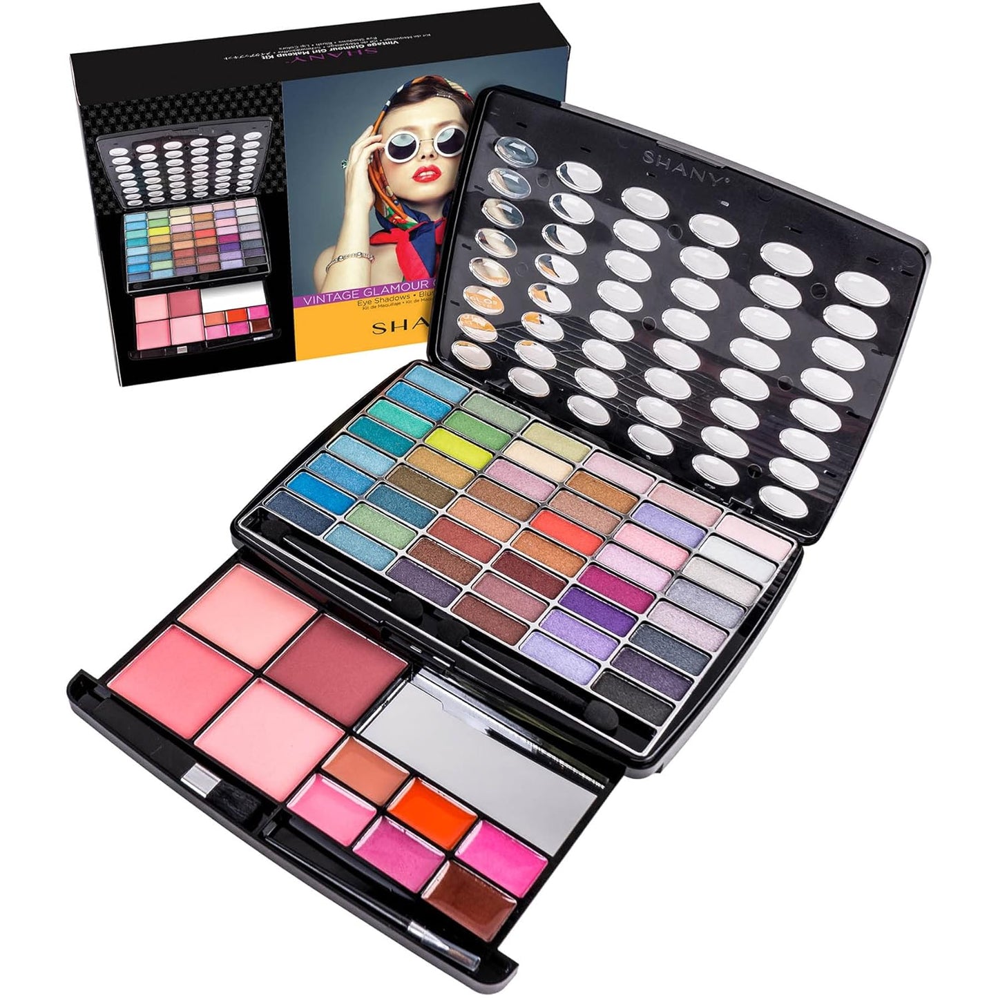 SHANY Glamour Girl Makeup Kit Eyeshadow Beauty Palette with Eye shadows, Blushes, Lipstick Lip-gloss, Make up Mirror, Cosmetics applicators, Premium Gift Packaging - Glamour