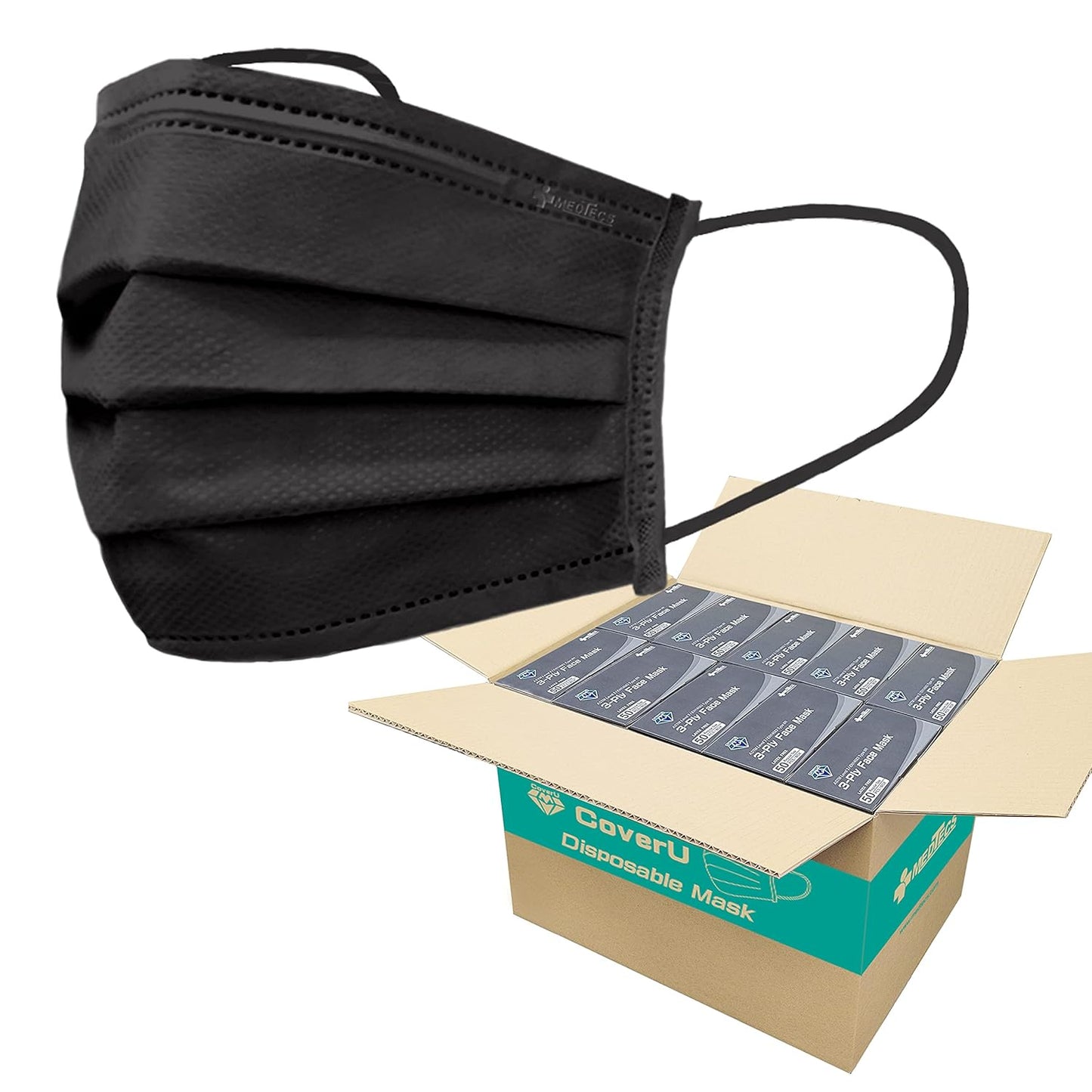 Medtecs Face Mask Disposable – 2,000 pcs (40 Boxes of 50) – ASTM Level 1, 3-Ply Breathable, Soft Fit – Adult Size – Ideal for Commuting & Daily Wear