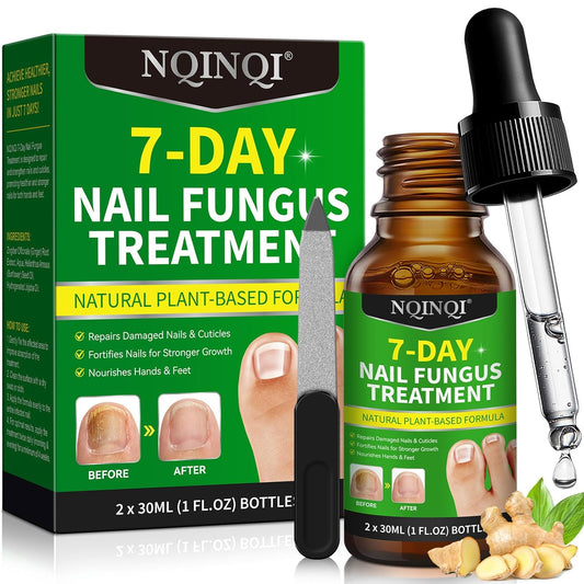 7 Days Nail Fungus Treatment Extra Strength, Toe Nail Growth Oil, Ginger Nail Growth Serum, Foot Toenail Serum for Brittle Thin Damaged Nails Strengther and Growth, Repairs Cuticles - 2 Pcs 1 Pack