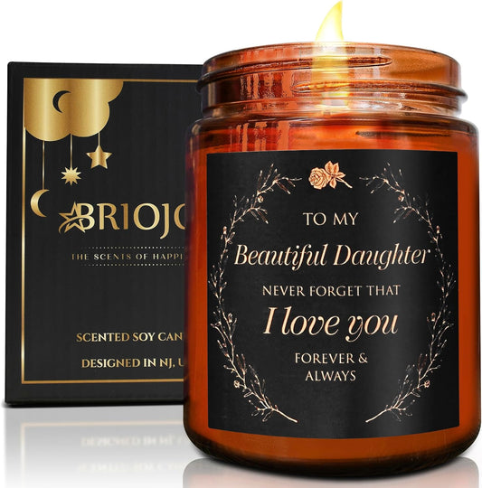 My Beautiful Daughter Candle Gift from Mom Dad - Unique Love You, Bridal Shower, Wedding, Mother's Day, Birthday Gift for Daughter Adult, Stepdaughter - Cashmere Vanilla Scented Soy Candle
