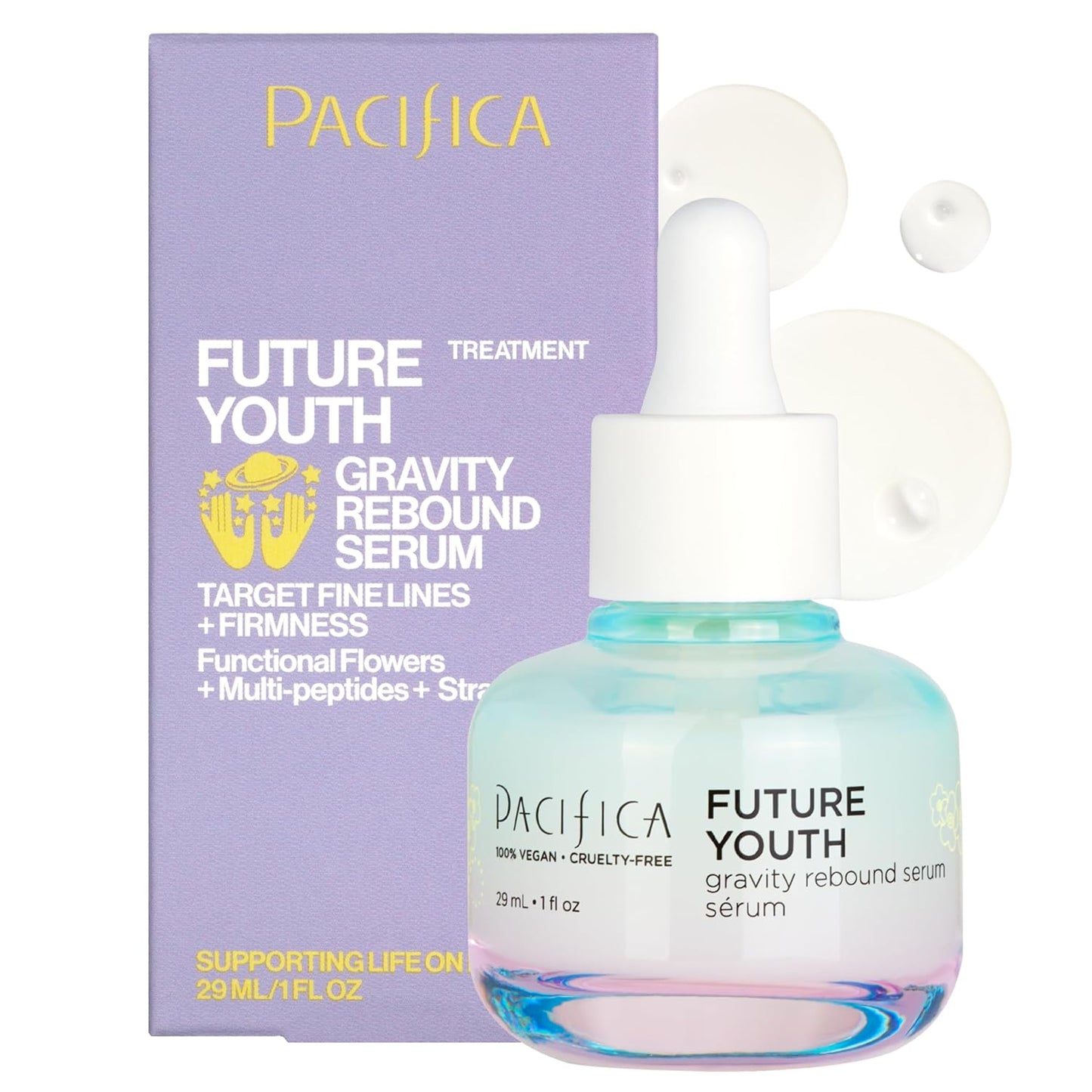 Pacifica Future Youth Gravity Rebound Face Serum – Multi-Peptide Firming Facial Serum for Fine Lines, Anti-Aging & Elasticity Vegan & Cruelty-Free Dermatologist Tested