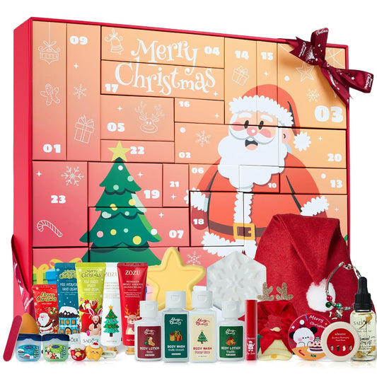 Advent Beauty Calendar, 24 Days Advent Calendar with Hand Lotion, Skincare Baskets Holiday Gift for Christmas, 2025 Christmas Calendar Gifts for Women, Advent Calendar 2025